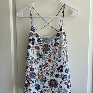 H&M Floral White Spaghetti Strap Dress Top